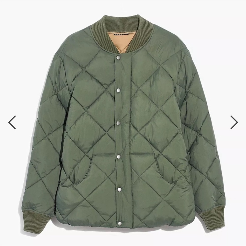 Madewell olive quilted puffer jacket M